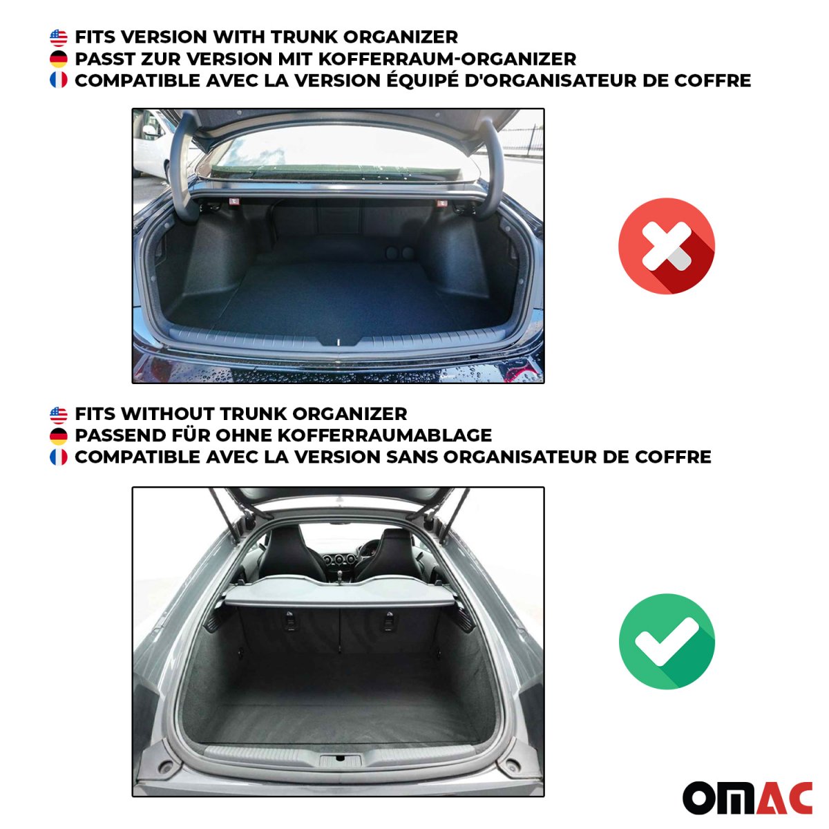 Alfa Romeo Giulia Trunk Mat - Omac - TPE - w/ side storage - Black 